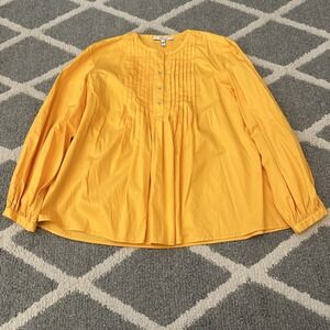 Derek Lam 10 Crosby Gathered‎ Pintucked Cotton Poplin Blouse Orange Size 8 New